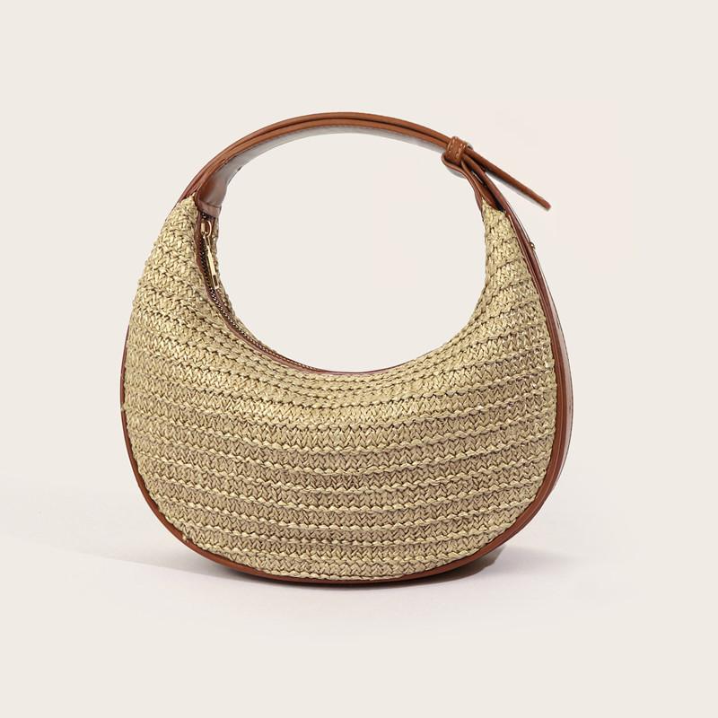 

2025 New Arrival Adjustable Half-Moon Handbags Fashion Straw Underarm bag Luxury Designer Leather Crossbody Shoulder Bag