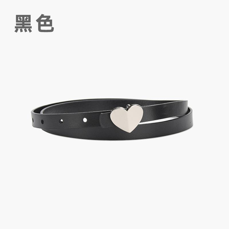 Leather Belt Women'S Thin Jeans With Decoration And Dress Pants Simple Style Heart-Shaped Belt