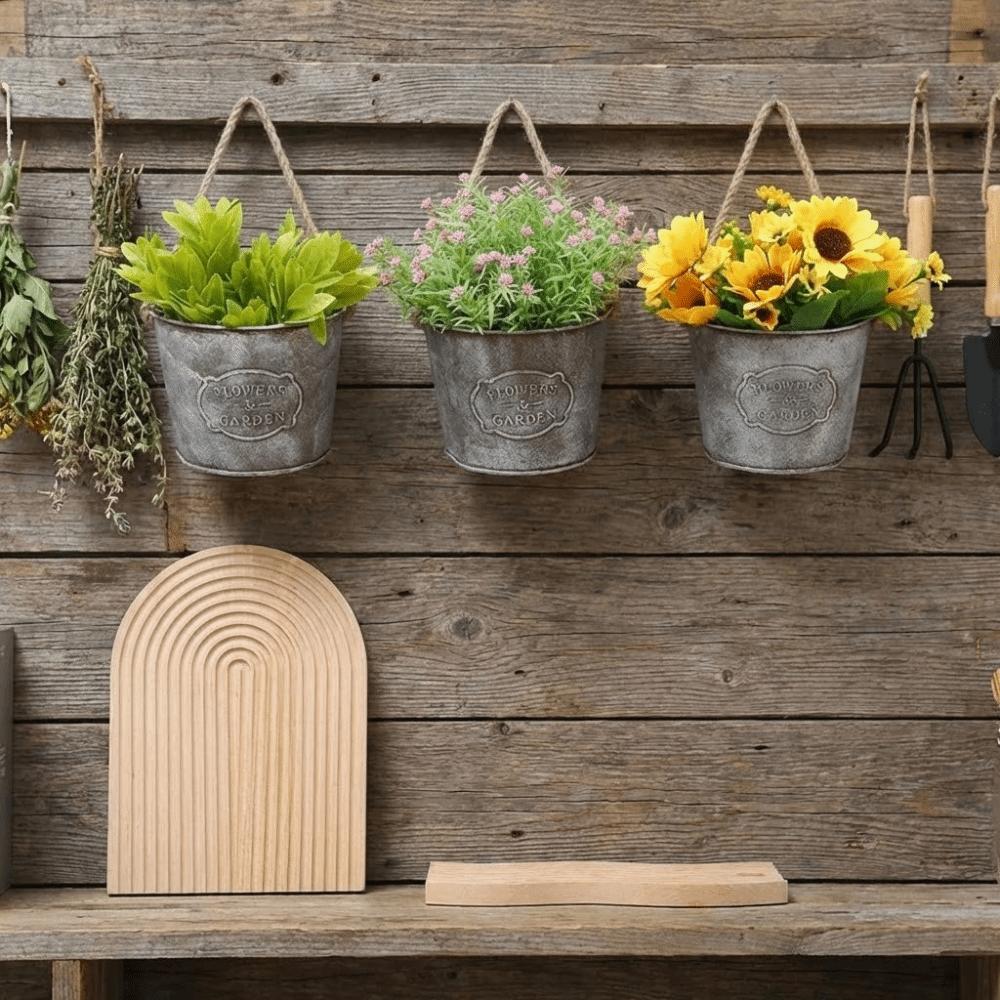 Semicircle Hanging Flower Pot Country Style Hanging Basket Wall Mounted Planter  Indoor Plants