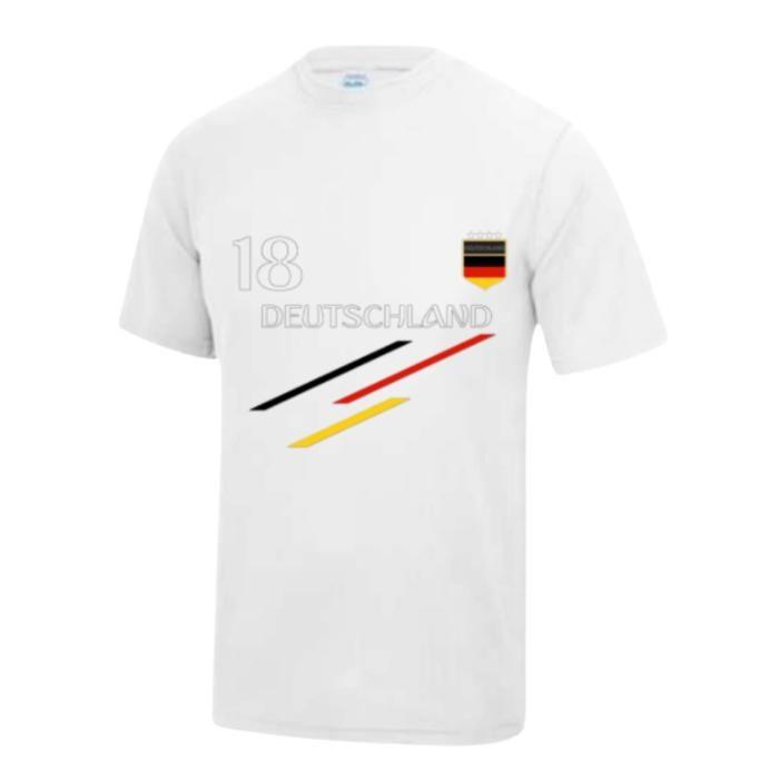 Maillot de sport - NPZ - Inspiré Allemagne - Blanc - N°18 & DEUTSCHLAND - Tissu Neoteric respirant