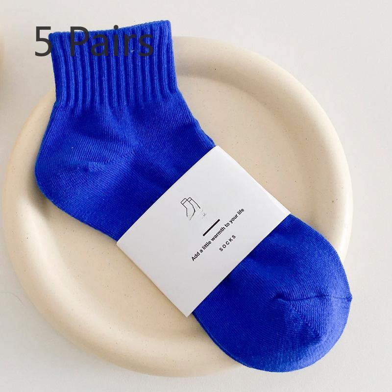 5 Paar Damen Frühling und Sommer Alle Arten von Mode Preppy Stil Einfache einfarbige Kniestrümpfe