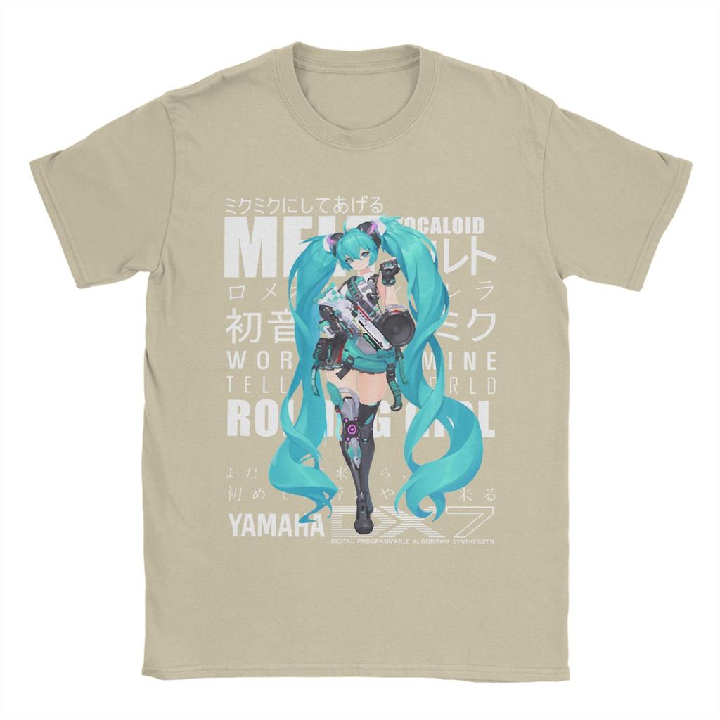Hatsune Mikus Vocaloid Girl T-Shirt Herren Baumwoll-Oberteile Streetwear Rundhals Kurzarm