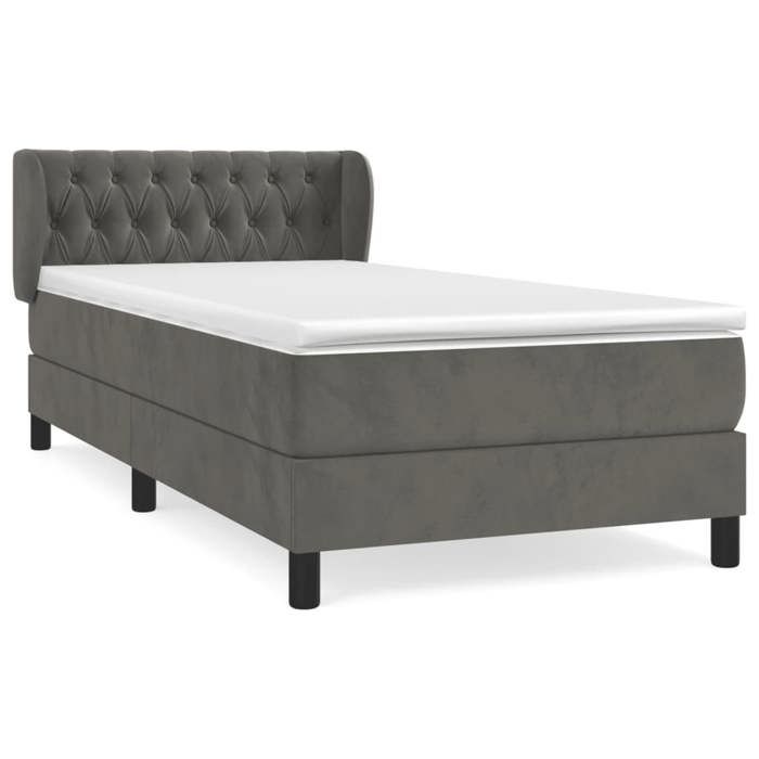 3127656 vidaXL Divan Bed with Mattress Dark Grey 100x200 Cm