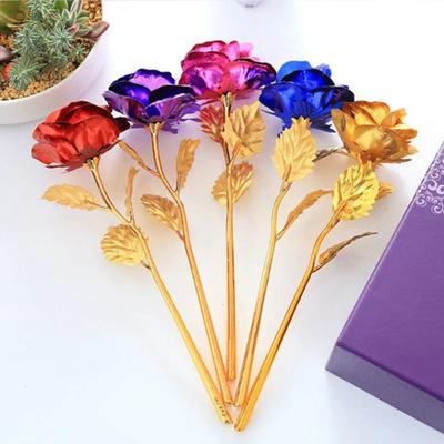 Yousheng Gold Foil Artificial Rose for Tabletop Decoration Foil Plated Small Eternal Rose Gift for Wedding Valentine's Day Party