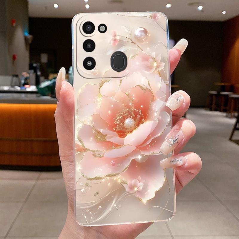 Back Cover For Tecno Spark 8C Case Clear Luxury Fashion Aesthetic Butterfly Flower Soft TPU Silicone Phone Case Tecno KG5k KG5j