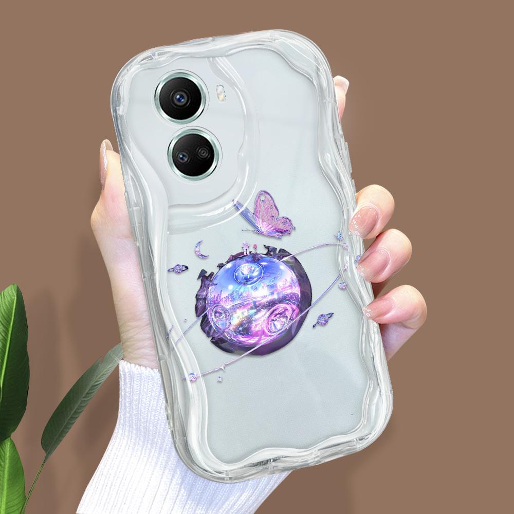Pentru Honor 90 Lite P30 Pro Infinix Hot 30 40 40i 40 Pro Smart 8 Pro Vivo V29e V30e Beautiful Planet Purple Butterfly Husă de telefon moale din silicon