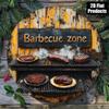 Vintage BBQ Zóna Značka Kovový Plechový Nástěnný Umělecký Dekor Deska xcm