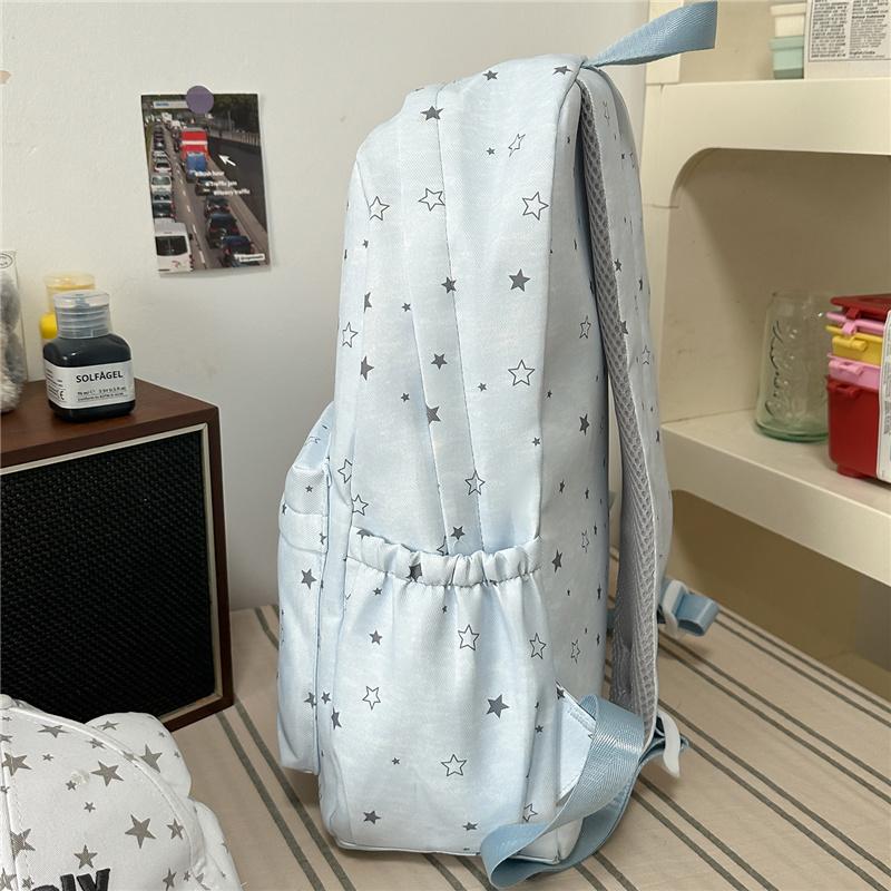 Cute Star Print Backpack for Women Lightweight Casual Daypack Travel School Bag with Multi Pockets