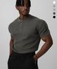 DRIX Ribbed Muscle Fit Henley Neck Half Sleeve_5 Colors
