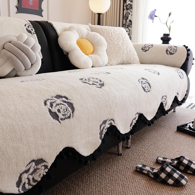 Thicken Plush Sofa Towel Winter Sofa Cover Cloth Towel Anti Slip Blanket Home Decoration Pillow Cover Sofa Backrest Towels