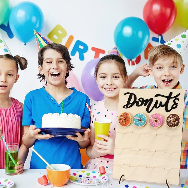 Wooden Donut Display Stand - Versatile Sweet Cart for Weddings, Birthdays & Bridal Showers for Table Decor, DIY Party Supplies