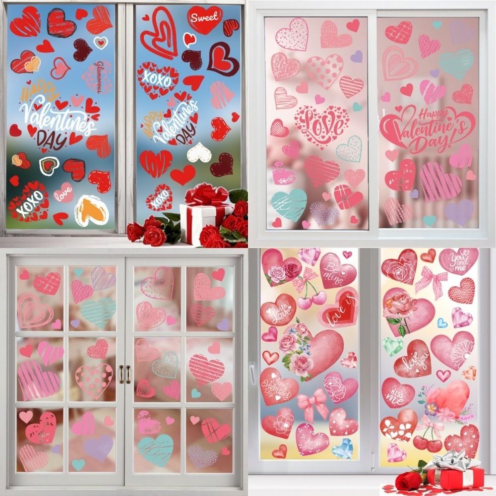 Bow Flower Rose Glass Electrostatic Film PVC Love Heart Window Decals Glass Mirror