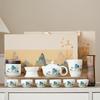 Suet Jade White Porcelain Kung Fu Tea Set Splendid Mountains and Rivers Cover Bowl Teacup Travel Tea Set Household Commemorative Souvenir