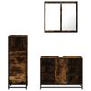 3 Piece Bathroom Furniture Set Smoked Oak Wood Based Material