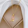 Sweet Pink Zircon Tulip Flower Pendant Necklaces for Women Stainless Steel Chain Cute Flower Jewelry Accessories Gifts for Lover