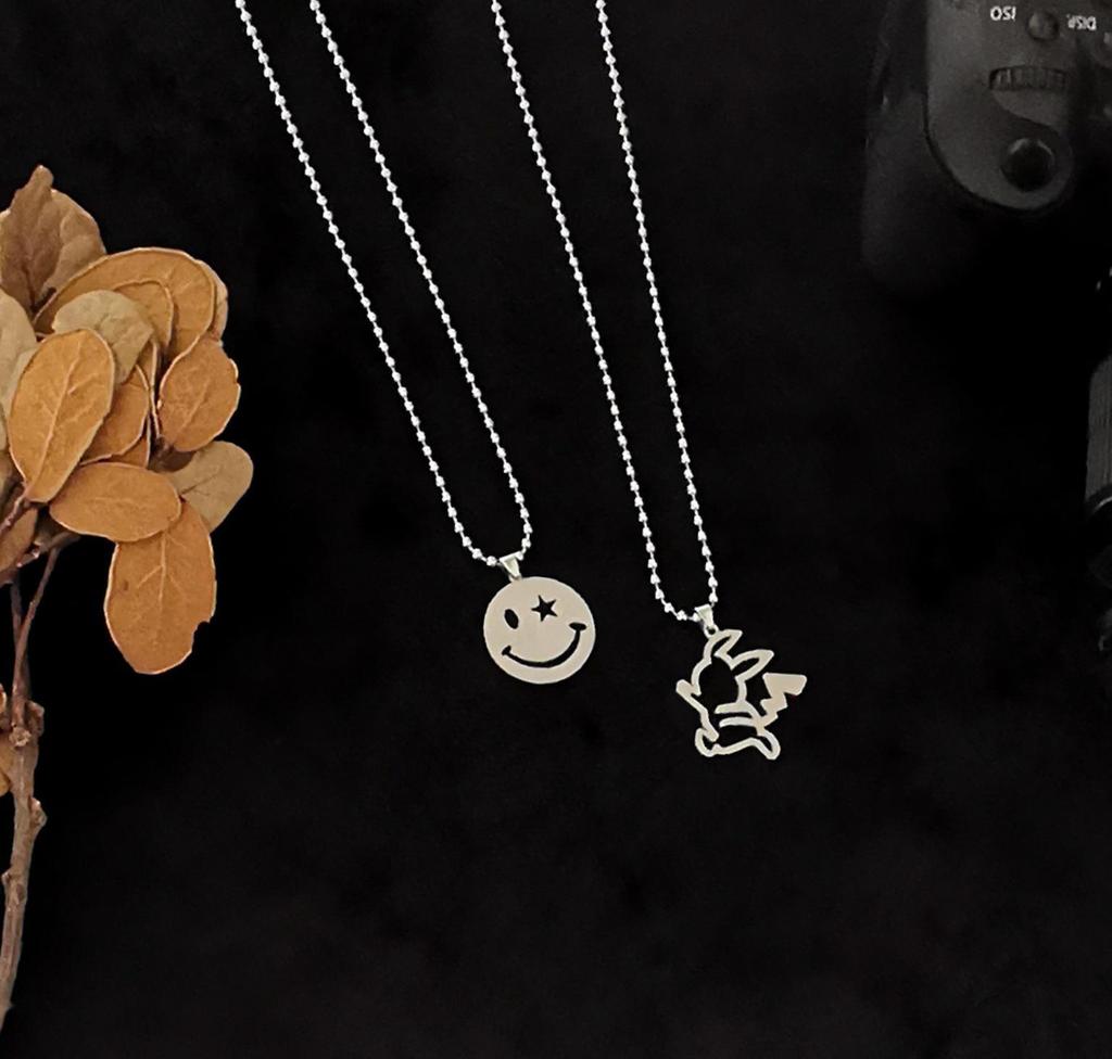 Edelstahl Punk Paar Halskette Anhänger im Cartoon-Stil