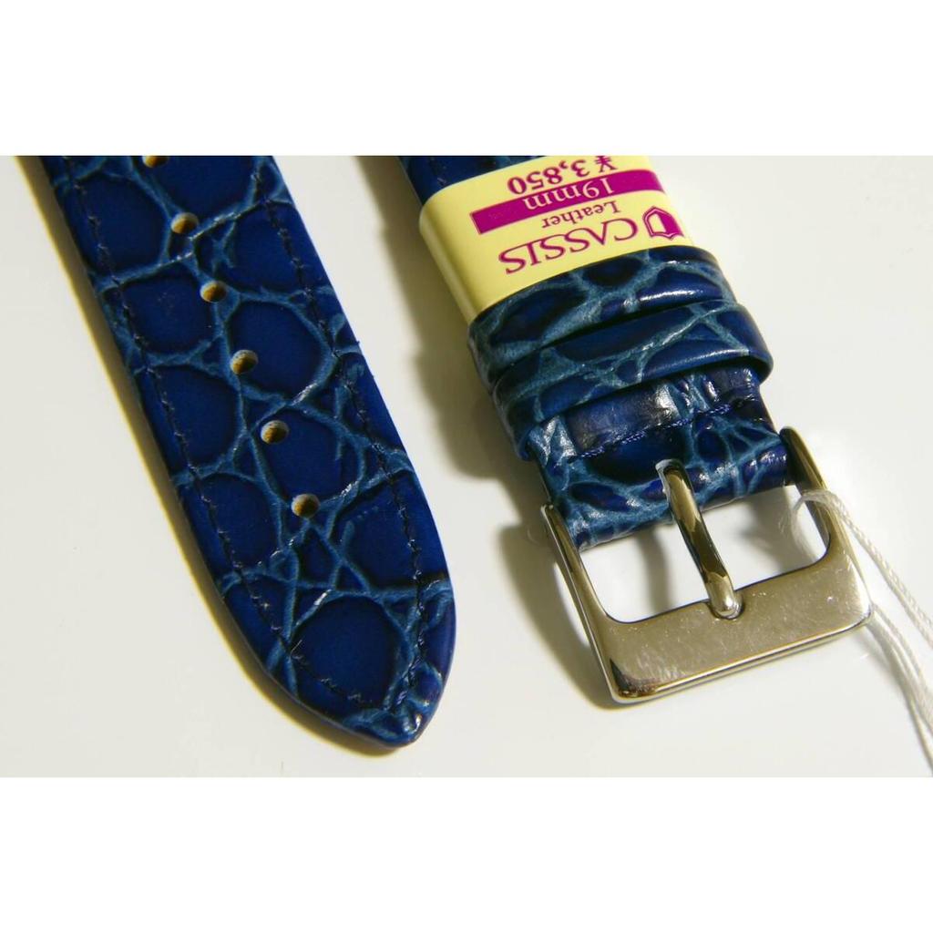 Used Free shipping and spring bars. Lug width 19mm. Calfskin embossed. Hirsch Bristol. Blue.