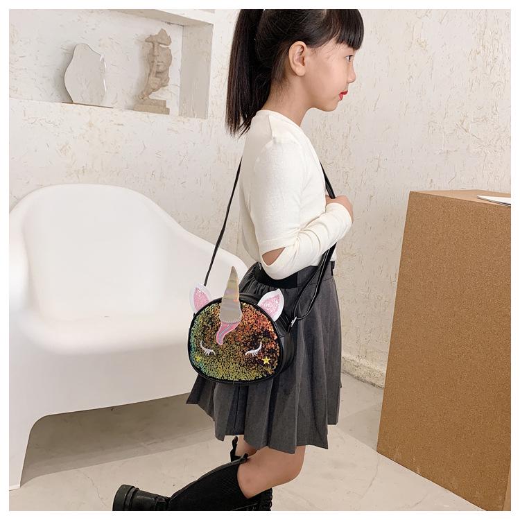 Iridescent Unicorn Cartoon Princess Crossbody Bag for Baby Girls