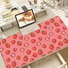 Sweet Strawberry Extended Gaming Mouse Pad Pastel Pink Desk Mat Non-Slip Keyboard Pad Computer Keyboard