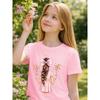 European Sizes Children's Summer Short-Sleeve T-Shirt, Cartoon Print Top for Girls, Featuring a Cute Design, Suitable for Outings and Daily