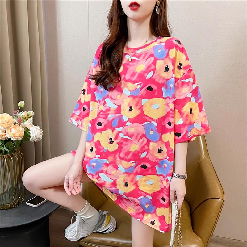 

2025 летние розовые полосатые графические футболки Модная женская одежда Большие повседневные готические длинные футболки Топы Y2k Уличная одежда Harajuku L