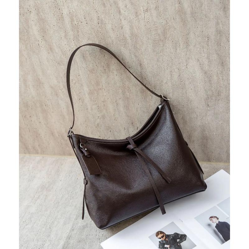 Women's Genuine Leather Handbag Spacious Vintage Shoulder Bag for Women Soft Leather Minimalist Fashi Commuter Crossbody Bag