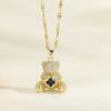 Full Diamond Bear Necklace Female Versatile Temperament Slightly Inlaid Zircon Cute Pendant Clavicle Chain Jewelry