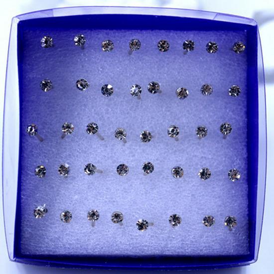 

Корейский Модный Набор Серьг со Стразами: 20 пар сережек из блестящей смолы 3 мм для женщин