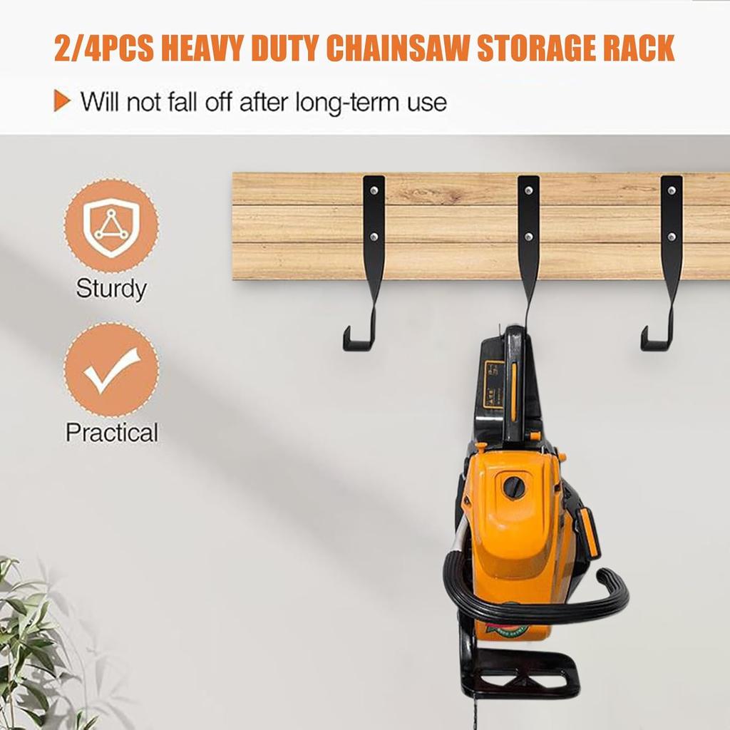 4Pcs Chainsaw Holder Wall Mount,Weed Eater Hanger,String Trimmer Storger Hook,Backpack Blower Rack Accessories and Tools for Garage Wall, Black