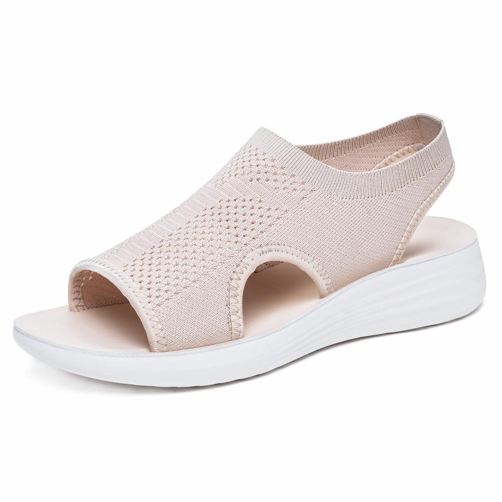 Women'S Shoes Summer Fashion Casual Beach Shoes Women'S Sleeve Flying Sandals Flat Bottom Hollow-Toed Roman Shoes