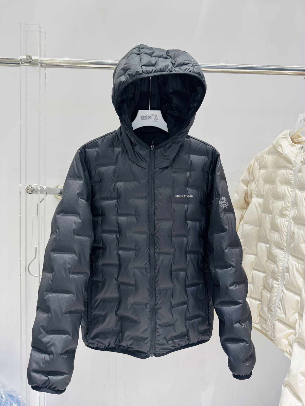 

2025 Autumn/Winter Women s Lightweight Hooded Down Jacket - Versatile, Warm, Casual Outerwear with 90% White Duck Down Filling. XL (120-135 lbs) чёрный