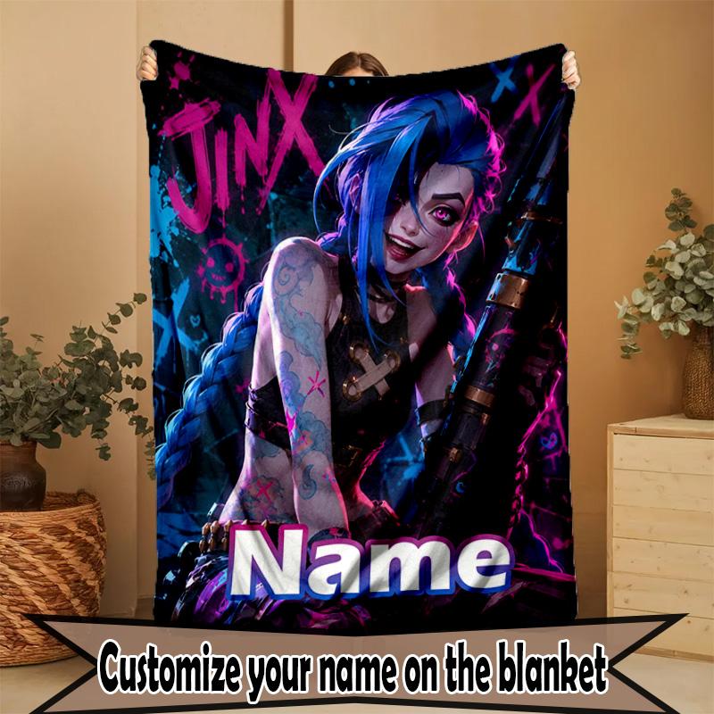 Custom Name Personalized Jinx Print Blanket, Home Decor, Bedroom, Sofa, Camping, Couch, Gifts for Birthday ChristmasEnthusiasts
