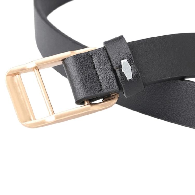 Thin Golden Buckles Waist Belt Flexible Synthetic Leather Strap For Coats And Trousers