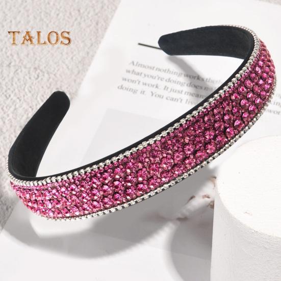 Retro Wide Hair Hoop Shiny Rhinestones Inlaid Lightweight Headband Bright Color Hairband Hair Accessories