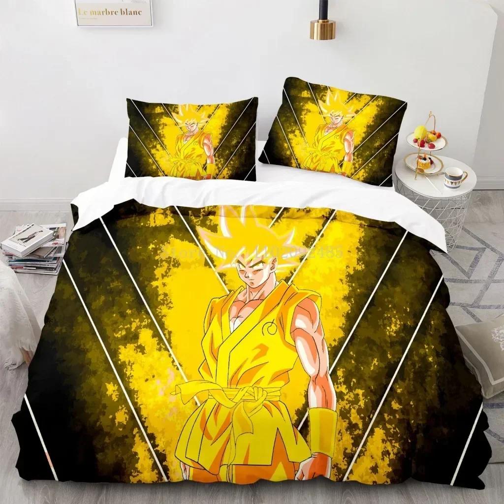 3D Print Dragon Ball Super Saiyan Son Goku Duvet Cover Bedding Set Double Twin Full Queen King Kids Bedclothes Quilt Cover