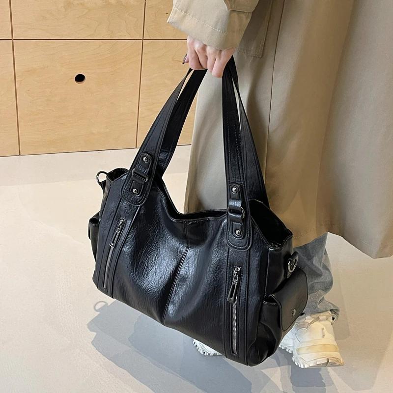 Luxury high-quality PU zipper contrasting new feminine fashion versatile large capacity single shoulder crossbodybag
