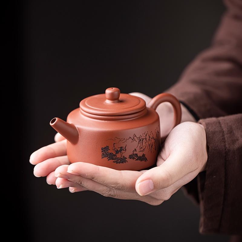180ml Purple Clay Ceramic Teapot Chinese Antique Style Red Clay Kung Fu Tea Set