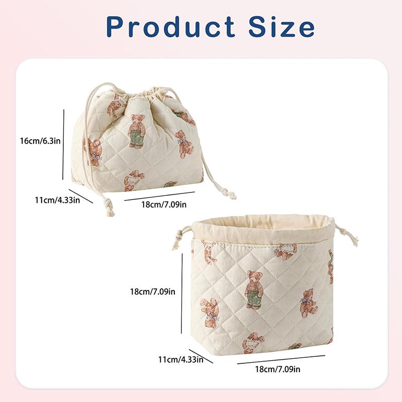 Cute Quilted Cosmetic Bag Large Capacity Portable Travel Drawstring Storage Pouch Makeup Bag Female Travel Clutch Bags