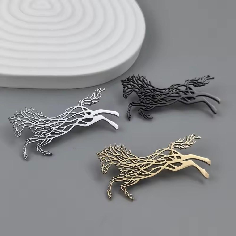 Luxury Leopard Stainless Steel Brooches Classic Zodiac Animal Lapel Pins for Women