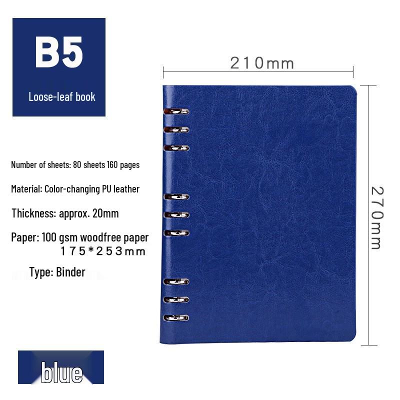 Custom A5 PU Leather Loose-Leaf Notebook for Office Meetings
