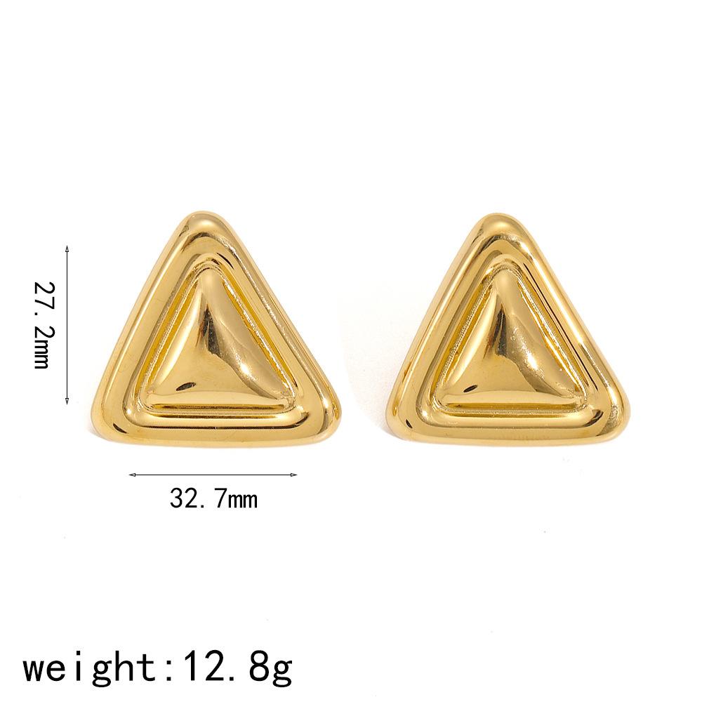 

18k gold and silver color matching stainless steel earrings fashion personality triangular titanium steel stud earrings color retention earrings