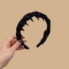 Women French Sparkling Pearl Wavy Headband, High Skull Top Toothed Hair Band, Non-slip External Wear Pressure-Reducing Hair Accessory