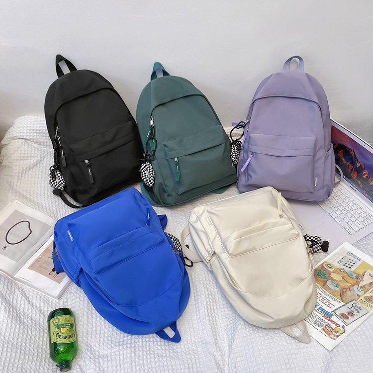 Schoolbagins Solid Color Backpack Female Korean Version Simple Large Capacity School Bag High School Student Backpack Junior High School Backpack