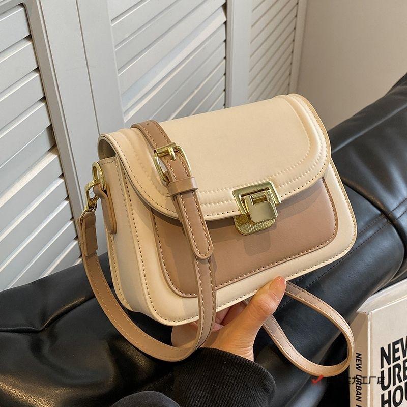 This Year's Popular Fashion Contrasting Color Small Square Bag Women's New High-end Messenger Bag Popular Versatile Shoulder Bag