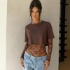 Dames Cropped Top met Korte Mouwen Meerdere Kleuren