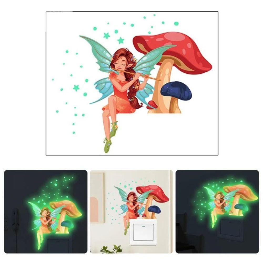 Wall DIY Cartoon Switch Stickers Luminous Wall Stickers Fluorescent Sticker Fairy Mushroom Stickers