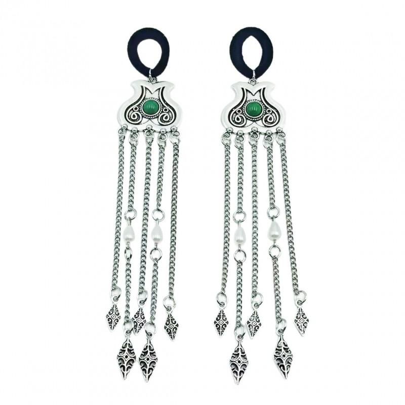 Vintage Floral Alloy Tassel Hair Accessory With Elastic Cord Boho Headband Women Travel Photography