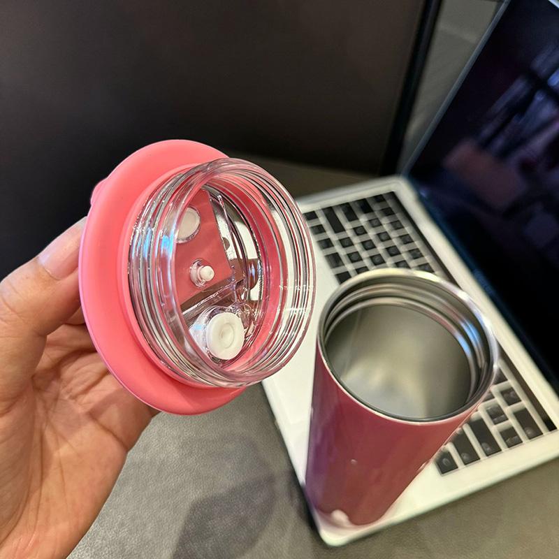 SEYGM 500ML 304 Paslanmaz Çelik Termos Bardak Pipetli Çift İçecek Yalıtımlı Soğuk Sıcak Kahve Kupası Araba Meyve Suyu Çay Su Bardağı