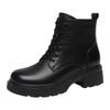 Red Dragonfly Women's British Style Real Leather Winter Boots Thick-Soled Velvet Short Martin Boots, 2024 New Arrivals