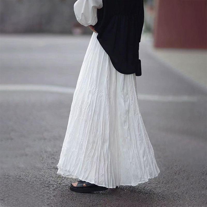 Extended crushed skirt Women's dance long skirt Korean high temperature setting pleated skirt Elegant pleated skirt